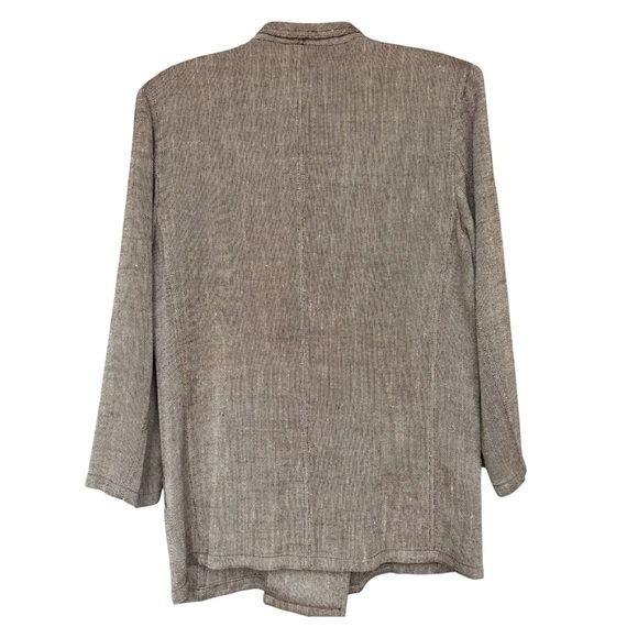 Vtg Louis Feraud Oversized Woven Blazer Jacket Size 10 Neutral Tan Linen Blend - Picture 5 of 7